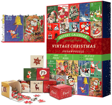 Vintage Christmas Tree Snowman Jigsaw Puzzle 1000 Pieces